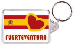 Fuerteventura - Love Spain/Spanish Towns & Cities Flag - Double Sided Large Keyring Key Fob Chain Ring Gift Present Souvenir