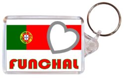 Funchal - Love Portugal/Portuguese Town & Cities Flag - Double Sided Large Keyring Key Fob Chain Ring Gift Present Souvenir