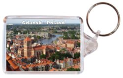 Gdansk - Poland - Double Sided Large Keyring Key Fob Chain Ring Gift Present Souvenir P3