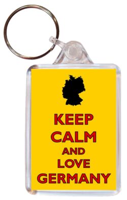 Keep Calm and Love Germany - Double Sided Large Keyring Key Fob Chain Ring Gift Present Souvenir