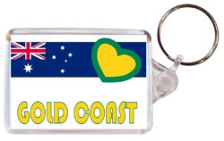 Gold Coast - Love Australia/Australian Towns & Cities Flag - Double Sided Large Keyring Key Fob Chain Ring Gift Present Souvenir