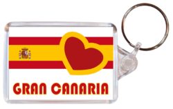 Gran Canaria - Love Spain/Spanish Towns & Cities Flag - Double Sided Large Keyring Key Fob Chain Ring Gift Present Souvenir