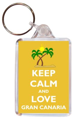 Keep Calm and Love Gran Canaria - Double Sided Large Keyring Key Fob Chain Ring Gift Present Souvenir