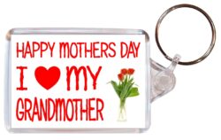 Happy Mothers Day - I Love My Grandmother - Double Sided Large Keyring Key Fob Chain Ring Roses/Flowers Gift Present Souvenir