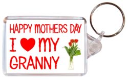 Happy Mothers Day - I Love My Granny - Double Sided Large Keyring Key Fob Chain Ring Roses/Flowers Gift Present Souvenir