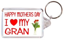 Happy Mothers Day - I Love My Gran - Double Sided Large Keyring Key Fob Chain Ring Roses/Flowers Gift Present Souvenir