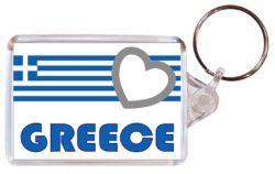 Greece - Love Greece/Greek Town & Cities Flag - Double Sided Large Keyring Key Fob Chain Ring Gift Present Souvenir