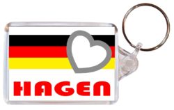 Hagen - Love Germany/German Town & Cities Flag - Double Sided Large Keyring Key Fob Chain Ring Gift Present Souvenir