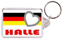 Halle - Love Germany/German Town & Cities Flag - Double Sided Large Keyring Key Fob Chain Ring Gift Present Souvenir