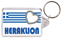 Heraklion - Love Greece/Greek Town & Cities Flag - Double Sided Large Keyring Key Fob Chain Ring Gift Present Souvenir