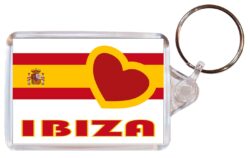 Ibiza - Love Spain/Spanish Towns & Cities Flag - Double Sided Large Keyring Key Fob Chain Ring Gift Present Souvenir