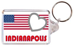 Indianapolis - Love USA/United States Town & Cities Flag - Double Sided Large Keyring Key Fob Chain Ring Gift Present Souvenir