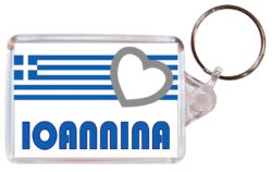 Ioannina - Love Greece/Greek Town & Cities Flag - Double Sided Large Keyring Key Fob Chain Ring Gift Present Souvenir