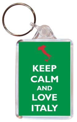 Keep Calm and Love Italy - Double Sided Large Keyring Key Fob Chain Ring Gift Present Souvenir