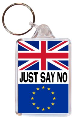 Just Say No - Double Sided Large Keyring Key Fob Chain Ring Gift Present Brexit EU Referendum 2016 Souvenir