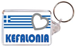 Kefalonia - Love Greece/Greek Town & Cities Flag - Double Sided Large Keyring Key Fob Chain Ring Gift Present Souvenir