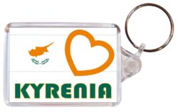 Kyrenia - Love Cyprus/Cypriot Town & Cities Flag - Double Sided Large Keyring Key Fob Chain Ring Gift Present Souvenir