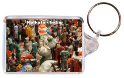 Kolkata - India - Double Sided Large Keyring Key Fob Chain Ring Gift Present Souvenir I1