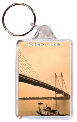 Kolkata - India - Double Sided Large Keyring Key Fob Chain Ring Gift Present Souvenir I2