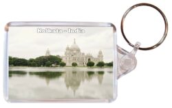 Kolkata - India - Double Sided Large Keyring Key Fob Chain Ring Gift Present Souvenir I3