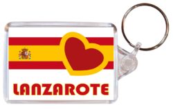 Lanzarote - Love Spain/Spanish Towns & Cities Flag - Double Sided Large Keyring Key Fob Chain Ring Gift Present Souvenir
