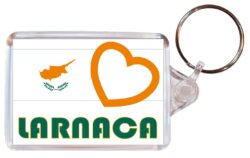 Larnaca - Love Cyprus/Cypriot Town & Cities Flag - Double Sided Large Keyring Key Fob Chain Ring Gift Present Souvenir