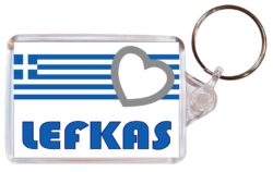 Lefkas - Love Greece/Greek Town & Cities Flag - Double Sided Large Keyring Key Fob Chain Ring Gift Present Souvenir