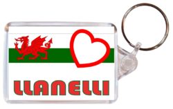 Llanelli - Love Wales/Welsh Town & Cities Flag - Double Sided Large Keyring Key Fob Chain Ring Gift Present Souvenir