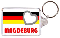 Magdeburg - Love Germany/German Town & Cities Flag - Double Sided Large Keyring Key Fob Chain Ring Gift Present Souvenir