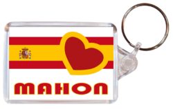 Mahon - Love Spain/Spanish Towns & Cities Flag - Double Sided Large Keyring Key Fob Chain Ring Gift Present Souvenir