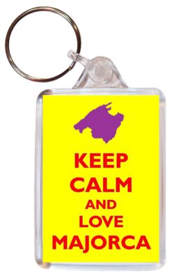 Keep Calm and Love Majorca - Double Sided Large Keyring Key Fob Chain Ring Gift Present Souvenir