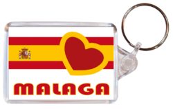 Malaga - Love Spain/Spanish Towns & Cities Flag - Double Sided Large Keyring Key Fob Chain Ring Gift Present Souvenir
