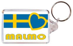 Malmo - Love Sweden/Swedish & Cities Flag - Double Sided Large Keyring Key Fob Chain Ring Gift Present Souvenir