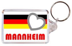 Mannheim - Love Germany/German Town & Cities Flag - Double Sided Large Keyring Key Fob Chain Ring Gift Present Souvenir