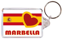 Marbella - Love Spain/Spanish Towns & Cities Flag - Double Sided Large Keyring Key Fob Chain Ring Gift Present Souvenir
