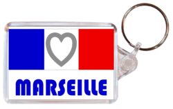 Marseille - Love France/French Town & Cities Flag - Double Sided Large Keyring Key Fob Chain Ring Gift Present Souvenir
