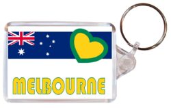 Melbourne - Love Australia/Australian Towns & Cities Flag - Double Sided Large Keyring Key Fob Chain Ring Gift Present Souvenir