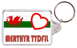 Merthyr Tydfil - Love Wales/Welsh Town & Cities Flag - Double Sided Large Keyring Key Fob Chain Ring Gift Present Souvenir