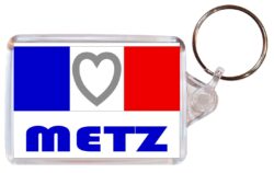 Metz - Love France/French Town & Cities Flag - Double Sided Large Keyring Key Fob Chain Ring Gift Present Souvenir