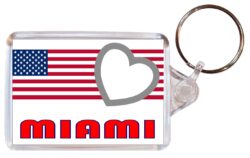 Miami - Love USA/United States Town & Cities Flag - Double Sided Large Keyring Key Fob Chain Ring Gift Present Souvenir