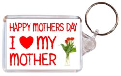 Happy Mothers Day - I Love My Mother - Double Sided Large Keyring Key Fob Chain Ring Roses/Flowers Gift Present Souvenir