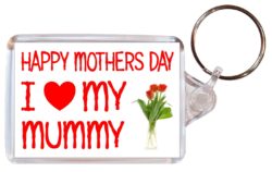 Happy Mothers Day - I Love My Mummy - Double Sided Large Keyring Key Fob Chain Ring Roses/Flowers Gift Present Souvenir