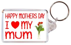 Happy Mothers Day - I Love My Mum - Double Sided Large Keyring Key Fob Chain Ring Roses/Flowers Gift Present Souvenir