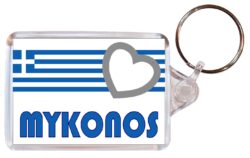 Mykonos - Love Greece/Greek Town & Cities Flag - Double Sided Large Keyring Key Fob Chain Ring Gift Present Souvenir