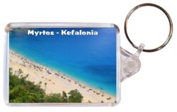 Myrtos - Kefalonia - Greece - Double Sided Large Keyring Key Fob Chain Ring Gift Present Souvenir G1