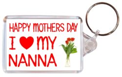 Happy Mothers Day - I Love My Nanna - Double Sided Large Keyring Key Fob Chain Ring Roses/Flowers Gift Present Souvenir