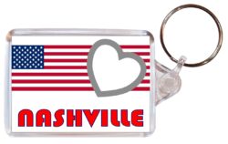 Nashville - Love USA/United States Town & Cities Flag - Double Sided Large Keyring Key Fob Chain Ring Gift Present Souvenir