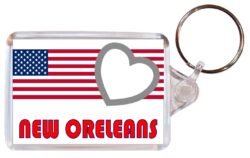 New Oreleans - Love USA/United States Town & Cities Flag - Double Sided Large Keyring Key Fob Chain Ring Gift Present Souvenir