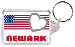 Newark - Love USA/United States Town & Cities Flag - Double Sided Large Keyring Key Fob Chain Ring Gift Present Souvenir
