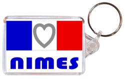 Nimes - Love France/French Town & Cities Flag - Double Sided Large Keyring Key Fob Chain Ring Gift Present Souvenir